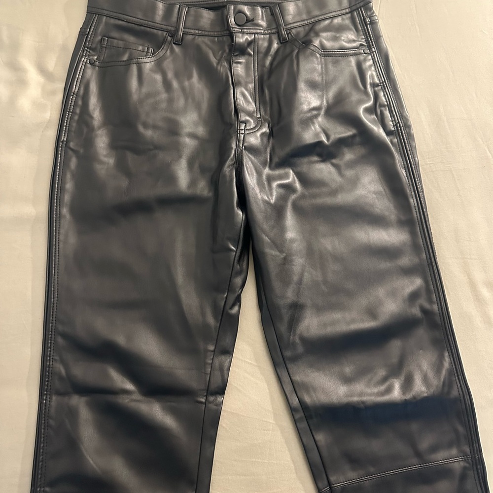 Zara Shiny Black Leather Trousers